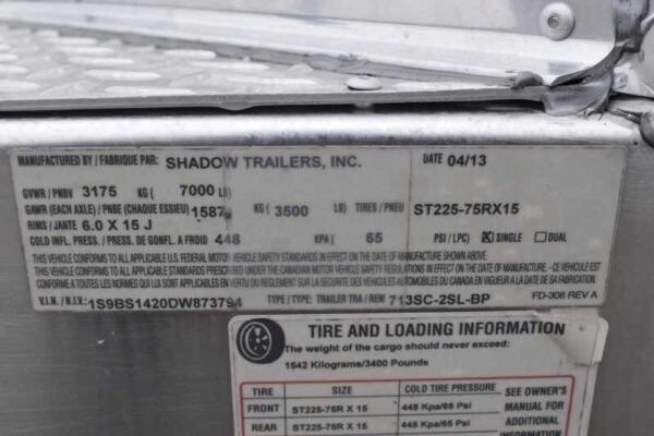 2013 Shadow 2HSL 2 Horse Trailer - Image 7